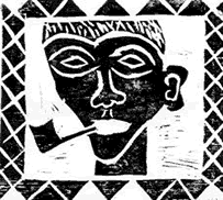 Tonga woodcut image