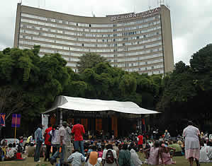 The Caltex Main Stage located in the Harare gardens was the venue for music lovers at HIFA. Above are people during an afternoon conert on a beautiful Sunday afternoon.