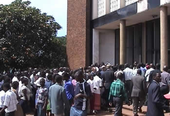 Supporters outside the Rotten Row Magistrates Court