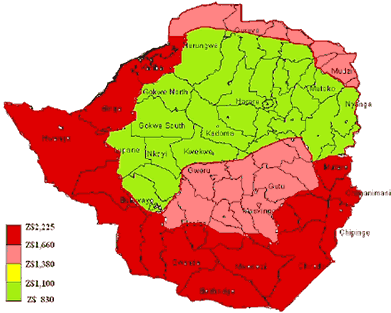 Figure 1 (Parallel Market Maize Grains Prices (Z$/kg) for Mid December 2004)