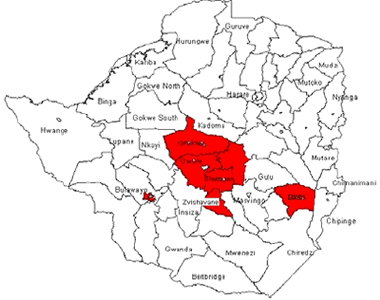 Figure 4: Districts Reporting Armyworm Outbreaks by 30 December 2004