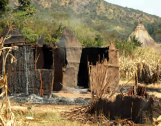 Burnt hut on Muniya Farm