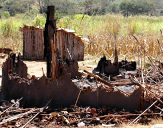Burnt hut on Muniya Farm