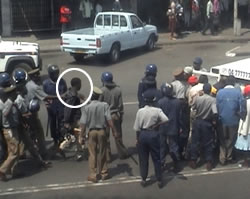 Police force a journalist who was covering the protest to their van