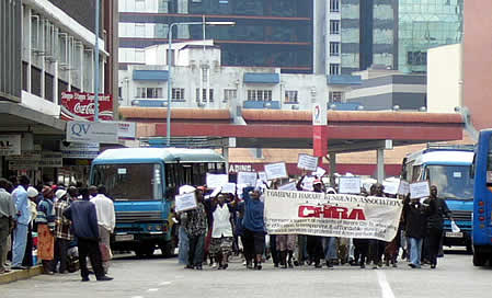 CHRA demonstrators in Harare July 19, 2006