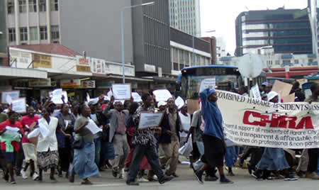 CHRA demonstrators in Harare July 19, 2006
