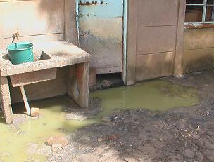 Human excrement is flowing out of the residents' toilets and into their back yards