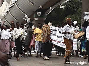 WOZA demonstrators under Harare's Centenary bridge