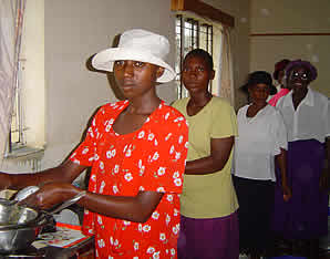 Women in the Dzidzai Training Centre kitchen. The centre also offers catering courses.